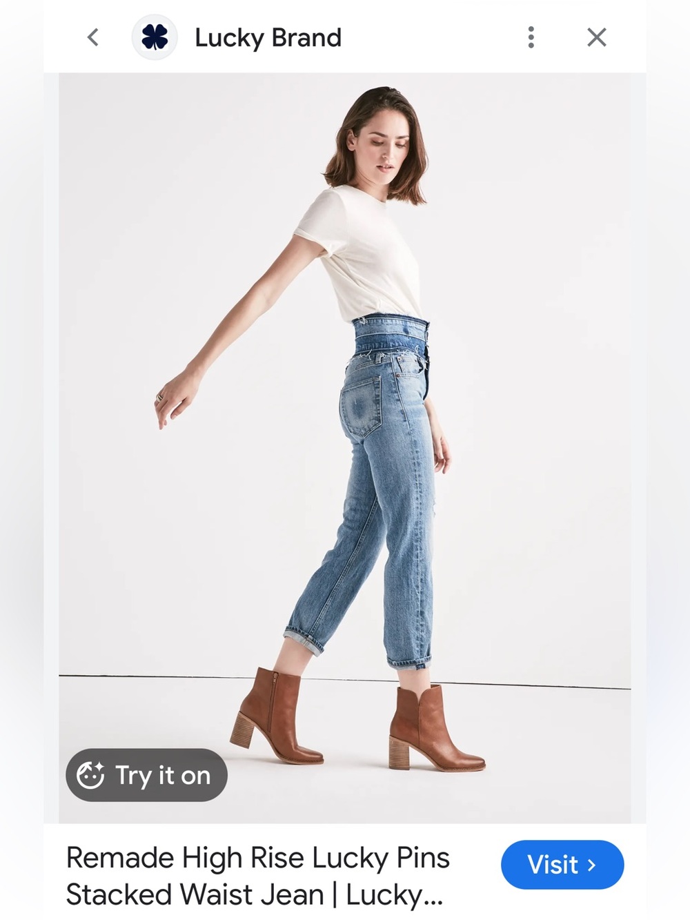 29  Lucky Brand Remade High Rise Lucky Pins Stacked Waist Jean